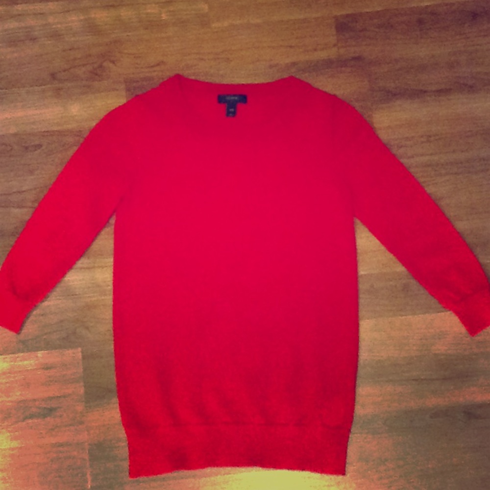 J Crew Red Crew Neck Sweater